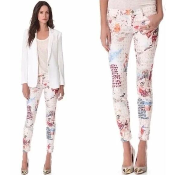 Mother Women's The Looker Friends In High Places Printed Beige Sz 26 - Picture 12 of 13